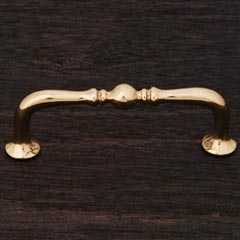 RK International [CP-04-ATB] Solid Brass Cabinet Pull Handle - Decorative Elongated Colonial - Standard Size - Polished Brass Finish - 3" C/C - 3 1/2" L