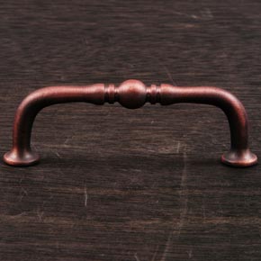 RK International [CP-04-ATDC] Solid Brass Cabinet Pull Handle - Decorative Elongated Colonial - Distressed Copper Finish - 3 3/8" L