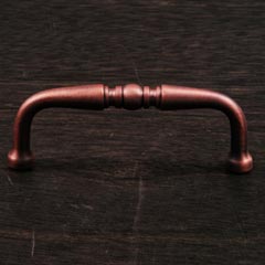 RK International [CP-04-DC] Solid Brass Cabinet Pull Handle - Decorative Curved - Standard Size - Distressed Copper Finish - 3" C/C - 3 3/8" L