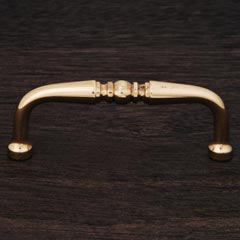 RK International [CP-04-T] Solid Brass Cabinet Pull Handle - Decorative Curved - Standard Size - Polished Brass Finish - 3" C/C - 3 3/8" L