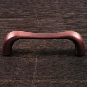 RK International [CP-09-DC] Solid Brass Cabinet Pull Handle - Contemporary Bent Middle - Distressed Copper Finish - 3 3/8" L
