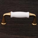 RK International [CP-11-BW] Solid Brass Cabinet Pull Handle - White Porcelain Middle - Standard Size - Polished Brass Finish - 3&quot; C/C - 3 5/8&quot; L