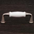 RK International [CP-11-PW] Solid Brass Cabinet Pull Handle - White Porcelain Middle - Standard Size - Satin Nickel Finish - 3" C/C - 3 5/8" L