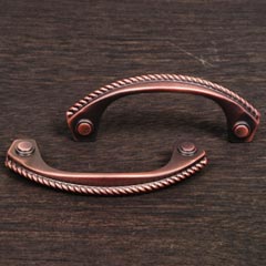 RK International [CP-1617-DC] Solid Brass Cabinet Pull Handle - Rope Bow - Standard Size - Distressed Copper Finish - 3&quot; C/C - 3/4&quot; L