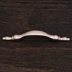 RK International [CP-33-P] Solid Brass Cabinet Pull Handle - Decorative Finial Ends - Standard Size - Satin Nickel Finish - 3&quot; C/C - 5 1/8&quot; L