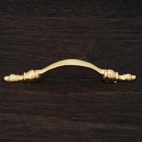 RK International [CP-33] Solid Brass Cabinet Pull Handle - Decorative Finial Ends - Polished Brass Finish - 5" L