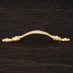 RK International [CP-33] Solid Brass Cabinet Pull Handle - Decorative Finial Ends - Standard Size - Polished Brass Finish - 3" C/C - 5 1/8" L