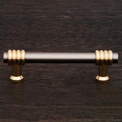 RK International [CP-36-PWB] Solid Brass Cabinet Pull Handle - Small Two Tone Swirl - Standard Size - Satin Nickel &amp; Polished Brass Finish - 3&quot; C/C - 3 15/16&quot; L
