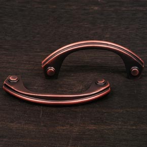 RK International [CP-3617-DC] Solid Brass Cabinet Pull Handle - Plain Bow - Distressed Copper Finish - 3 3/4" L