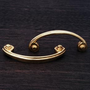 RK International [CP-3617] Solid Brass Cabinet Pull Handle - Plain Bow - Polished Brass Finish - 3 3/4" L