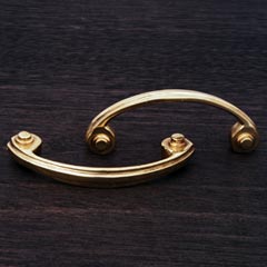RK International [CP-3617] Solid Brass Cabinet Pull Handle - Plain Bow - Standard Size - Polished Brass Finish - 3&quot; C/C - 3 5/8&quot; L