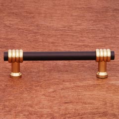 RK International [CP-37-BRB] Solid Brass Cabinet Pull Handle - Large Two Tone Swirl - Standard Size - Oil Rubbed Bronze &amp; Polished Brass Finish - 3 1/2&quot; C/C - 4 1/2&quot; L