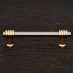 RK International [CP-37-PWB] Solid Brass Cabinet Pull Handle - Large Two Tone Swirl - Standard Size - Satin Nickel &amp; Polished Brass Finish - 3 1/2&quot; C/C - 4 1/2&quot; L