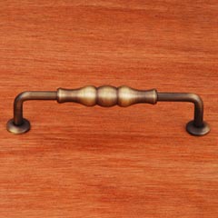 RK International [CP-3701-AE] Solid Brass Cabinet Pull Handle - Beaded Middle - Oversized - Antique English Finish - 5&quot; C/C - 5 11/16&quot; L