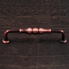 RK International [CP-3701-DC] Solid Brass Cabinet Pull Handle - Beaded Middle - Oversized - Distressed Copper Finish - 5&quot; C/C - 5 11/16&quot; L