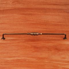 RK International [CP-3703-AE] Solid Brass Cabinet Pull Handle - Beaded Middle - Oversized - Antique English Finish - 12&quot; C/C - 12 3/4&quot; L