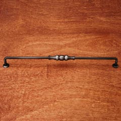 RK International [CP-3703-DN] Solid Brass Cabinet Pull Handle - Beaded Middle - Oversized - Distressed Nickel Finish - 12&quot; C/C - 12 3/4&quot; L