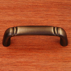 RK International [CP-3710-AE] Solid Brass Cabinet Pull Handle - Smooth w/ Curved Line Edge - Standard Size - Antique English Finish - 3&quot; C/C - 3 1/2&quot; L