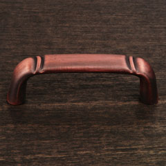 RK International [CP-3710-DC] Solid Brass Cabinet Pull Handle - Smooth w/ Curved Line Edge - Standard Size - Distressed Copper Finish - 3&quot; C/C - 3 1/2&quot; L