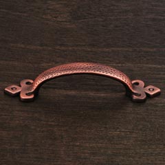 RK International [CP-3713-DC] Solid Brass Cabinet Pull Handle - Bow w/ Divet Indents &amp; Gothic Ends - Standard Size - Distressed Copper Finish - 3&quot; C/C - 4 15/16&quot; L