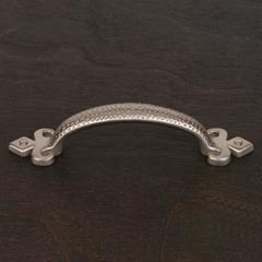 RK International [CP-3713-P] Solid Brass Cabinet Pull Handle - Bow w/ Divet Indents &amp; Gothic Ends - Standard Size - Satin Nickel Finish - 3&quot; C/C - 4 15/16&quot; L