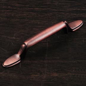 RK International [CP-39-DC] Solid Brass Cabinet Pull Handle - Lined Flat Foot Bow - Distressed Copper Finish - 5" L