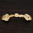 RK International [CP-402] Solid Brass Cabinet Pull Handle - Two Leaf Ends - Standard Size - Polished Brass Finish - 3" C/C - 4 3/8" L