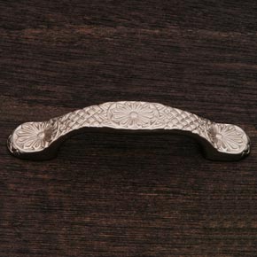 RK International [CP-406-P] Solid Brass Cabinet Pull Handle - Flowery Ornate - Pewter Finish - 4 3/8" L