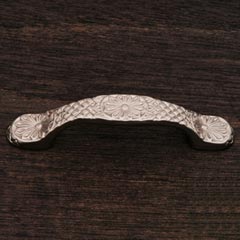 RK International [CP-406-P] Solid Brass Cabinet Pull Handle - Flowery Ornate - Standard Size - Satin Nickel Finish - 3" C/C - 4 1/2" L