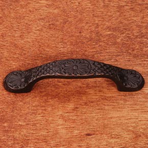 RK International [CP-406-RB] Solid Brass Cabinet Pull Handle - Flowery Ornate - Oil Rubbed Bronze Finish - 4 3/8" L