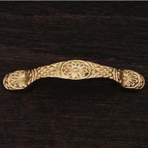 RK International [CP-406] Solid Brass Cabinet Pull Handle - Flowery Ornate - Polished Brass Finish - 4 3/8" L