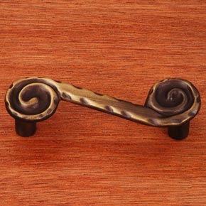 RK International [CP-407-AE] Solid Brass Cabinet Pull Handle - Waves at End - Antique English Finish - 3 3/4" L