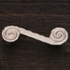 RK International [CP-407-P] Solid Brass Cabinet Pull Handle - Waves at End - Pewter Finish - 3 3/4" L