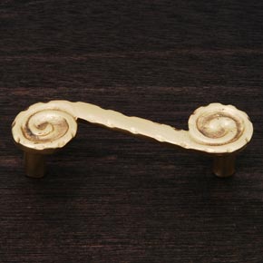 RK International [CP-407] Solid Brass Cabinet Pull Handle - Waves at End - Polished Brass Finish - 3 3/4" L