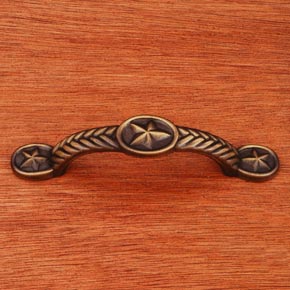 RK International [CP-409-AE] Solid Brass Cabinet Pull Handle - Rugged Texas Star - Antique English Finish - 4 5/8" L
