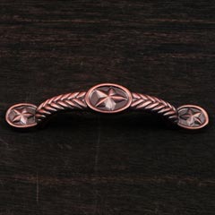 RK International [CP-409-DC] Solid Brass Cabinet Pull Handle - Rugged Texas Star - Standard Size - Distressed Copper Finish - 3&quot; C/C - 4 5/8&quot; L