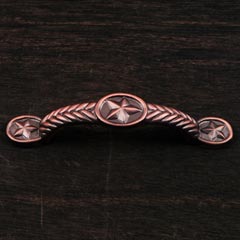 RK International [CP-409-DC] Solid Brass Cabinet Pull Handle - Rugged Texas Star - Standard Size - Distressed Copper Finish - 3" C/C - 4 5/8" L