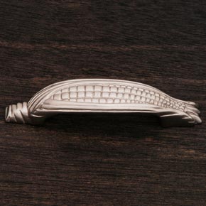 RK International [CP-411-P] Solid Brass Cabinet Pull Handle - Ear of Corn - Pewter Finish - 4 1/2" L