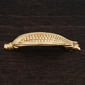 RK International [CP-411] Solid Brass Cabinet Pull Handle - Ear of Corn - Polished Brass Finish - 4 1/2" L