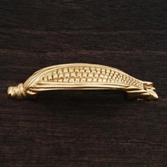 RK International [CP-411] Solid Brass Cabinet Pull Handle - Ear of Corn - Standard Size - Polished Brass Finish - 3&quot; C/C - 4 3/8&quot; L