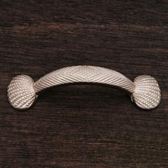 RK International [CP-413-P] Solid Brass Cabinet Pull Handle - Shell at Ends - Standard Size - Satin Nickel Finish - 3" C/C - 4 1/4" L