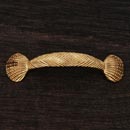 RK International [CP-413] Solid Brass Cabinet Pull Handle - Shell at Ends - Standard Size - Polished Brass Finish - 3" C/C - 4 1/4" L