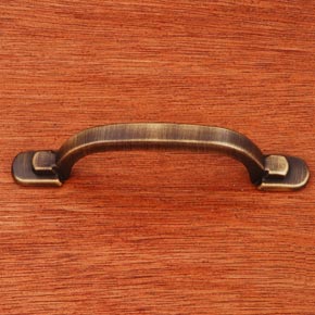 RK International [CP-42-AE] Solid Brass Cabinet Pull Handle - Two Step Foot Rectangular - Antique English Finish - 4" L