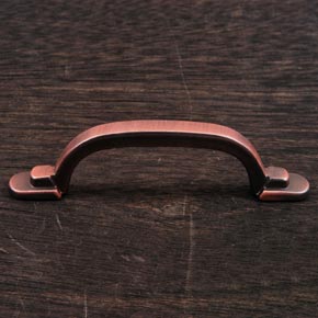 RK International [CP-42-DC] Solid Brass Cabinet Pull Handle - Two Step Foot Rectangular - Distressed Copper Finish - 4" L