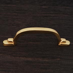 RK International [CP-42] Solid Brass Cabinet Pull Handle - Two Step Foot Rectangular - Polished Brass Finish - 4" L