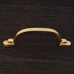 RK International [CP-42] Solid Brass Cabinet Pull Handle - Two Step Foot Rectangular - Standard Size - Polished Brass Finish - 3" C/C - 4 1/8" L
