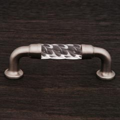 RK International [CP-43-P] Acrylic Cabinet Pull Handle - Bow w/ Twisted Acrylic - Standard Size - Satin Nickel Mounts - 3&quot; C/C - 3 5/8&quot; L