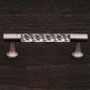 RK International [CP-47-P] Acrylic Cabinet Pull Handle - Twisted Bar w/ Solid Ends - Standard Size - Satin Nickel Mounts - 3" C/C - 3 3/4" L