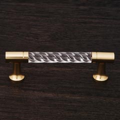 RK International [CP-47] Acrylic Cabinet Pull Handle - Twisted Bar w/ Solid Ends - Standard Size - Polished Brass Mounts - 3&quot; C/C - 3 3/4&quot; L