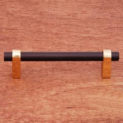 RK International [CP-55-BRB] Solid Brass Cabinet Pull Handle - Large Plain Rod - Standard Size - Oil Rubbed Bronze &amp; Polished Brass Finish - 3 1/2&quot; C/C - 4 1/2&quot; L